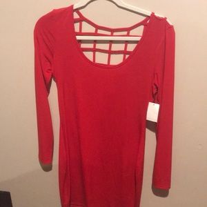 CR red bodycon dress, criss crosses back